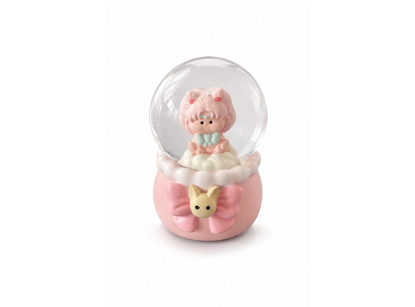 Pembe Renk Kız Figürlü Işıklı Mini Kar Küresi