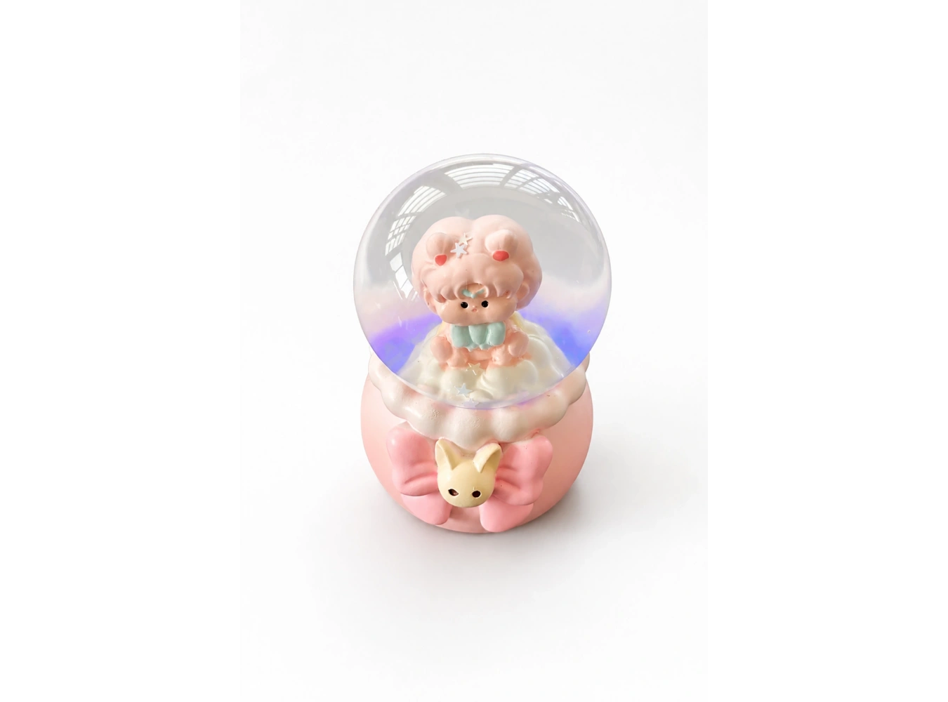 Pembe Renk Kız Figürlü Işıklı Mini Kar Küresi