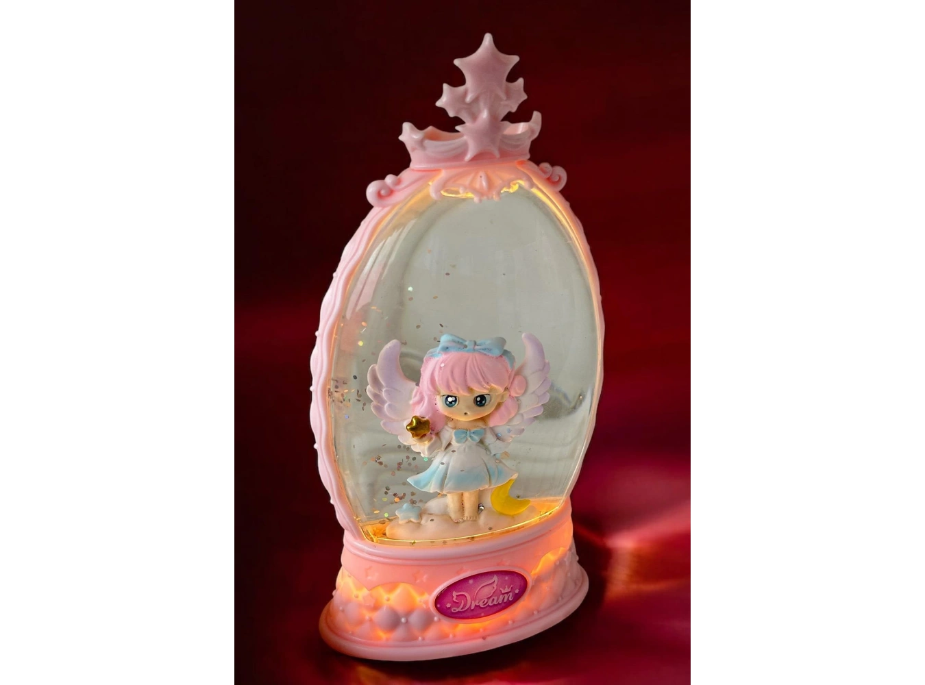 Pembe Renk Kız Figürlü Müzikli Ve Işıklı Kar Küresi