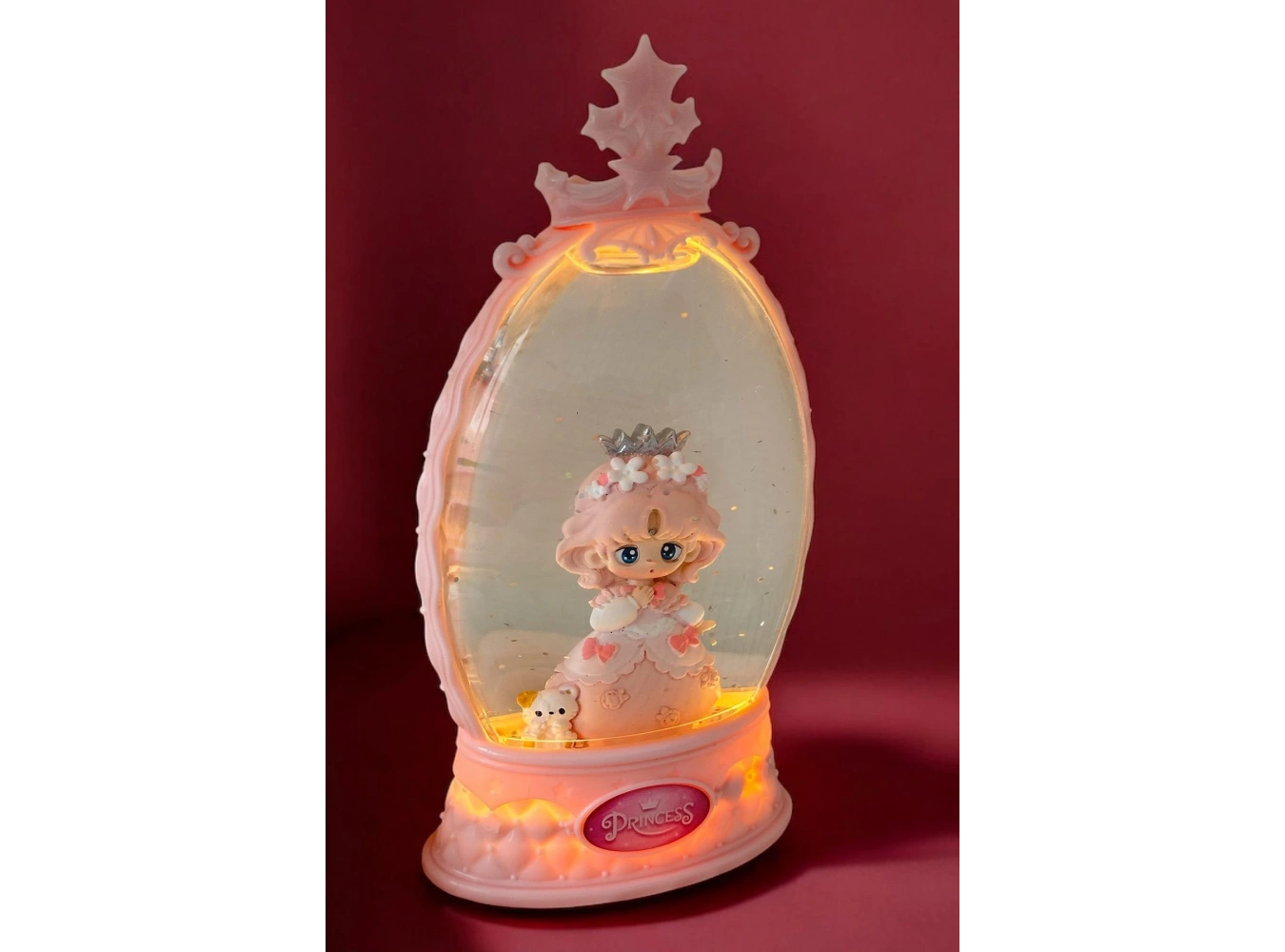 Pembe Renk Kız Figürlü Müzikli Ve Işıklı Kar Küresi