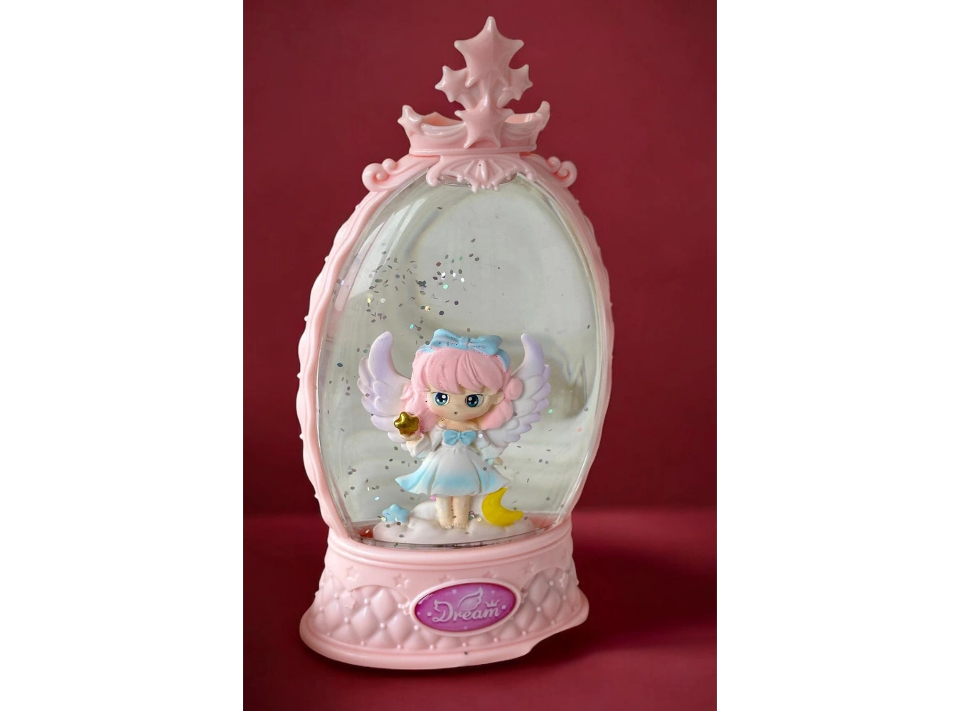 Pembe Renk Kız Figürlü Müzikli Ve Işıklı Kar Küresi