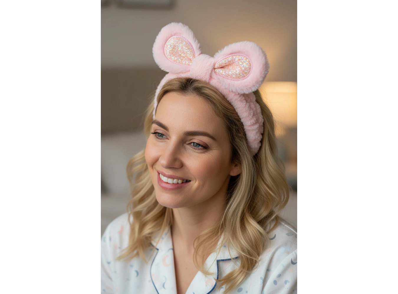 Pembe Renk Kulak Detaylı Peluş Saç Bandı