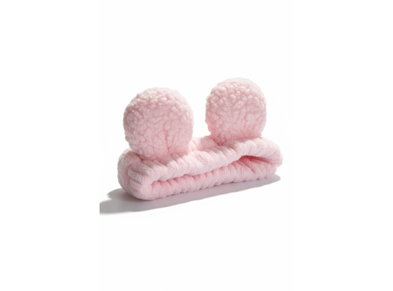 Pembe Renk Kulak Detaylı Peluş Saç Bandı