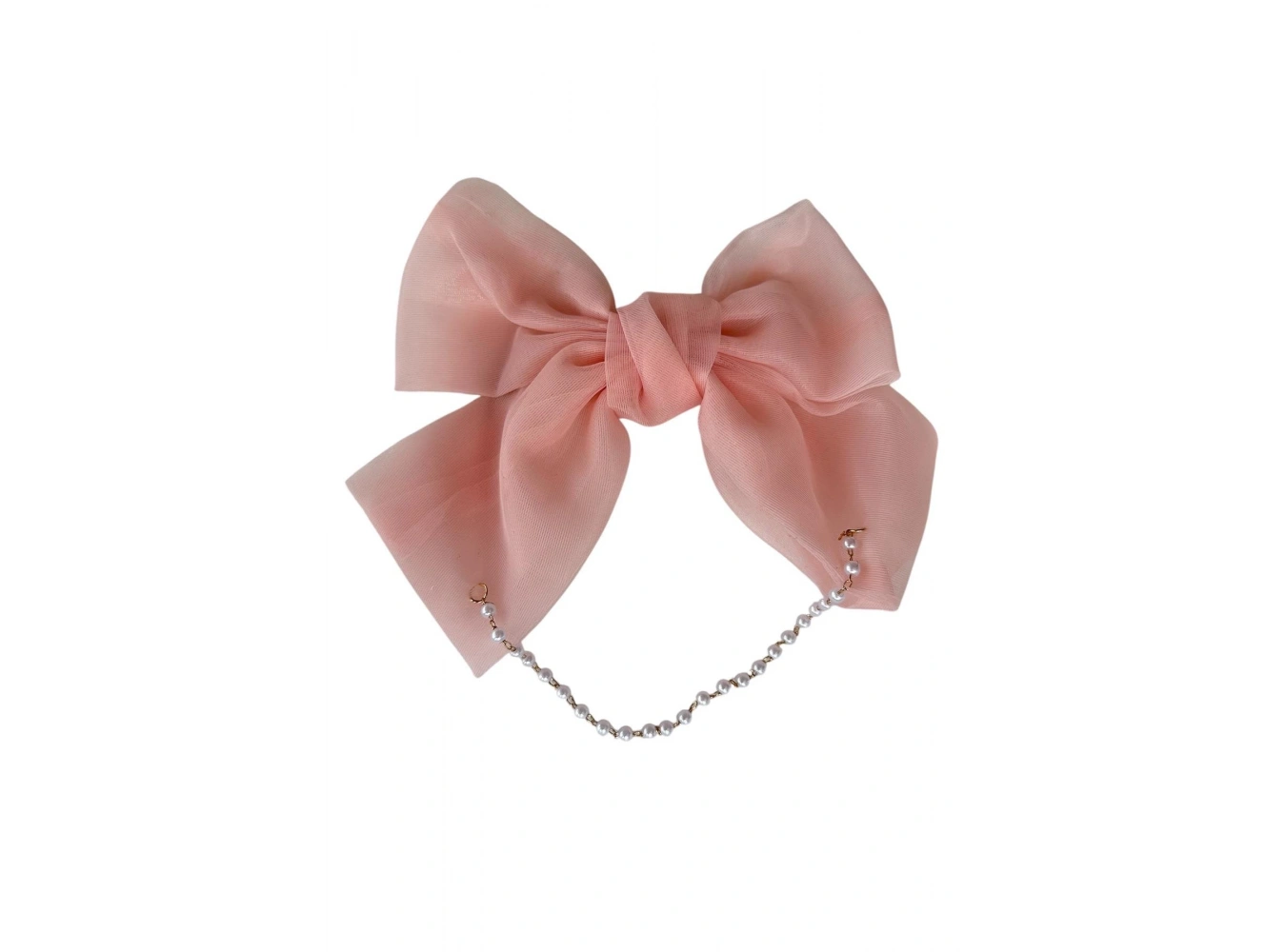 Pembe Renk Kurdele Figürlü İnci Detaylı Otomat Toka