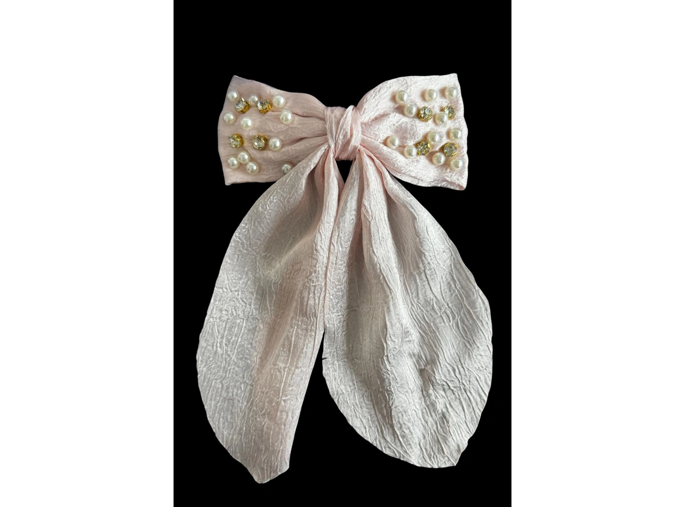 Pembe Renk Kurdele Figürlü İnci Ve Taş Detaylı Otomat Toka