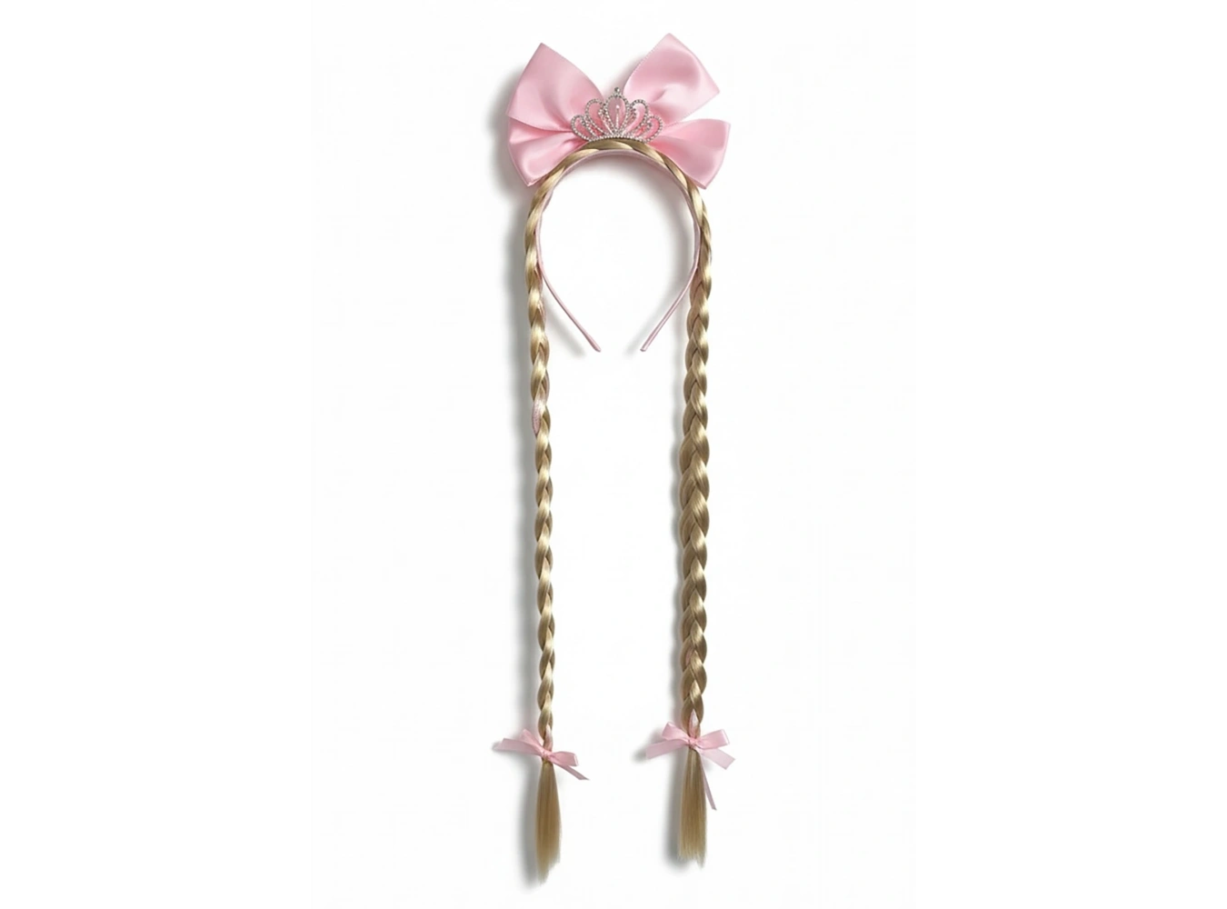 Pembe Renk Kurdele Figürlü Örgü Detaylı Çocuk Taç