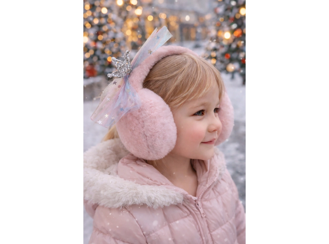 Pembe Renk Kurdele Figürlü Peluş Kulaklık