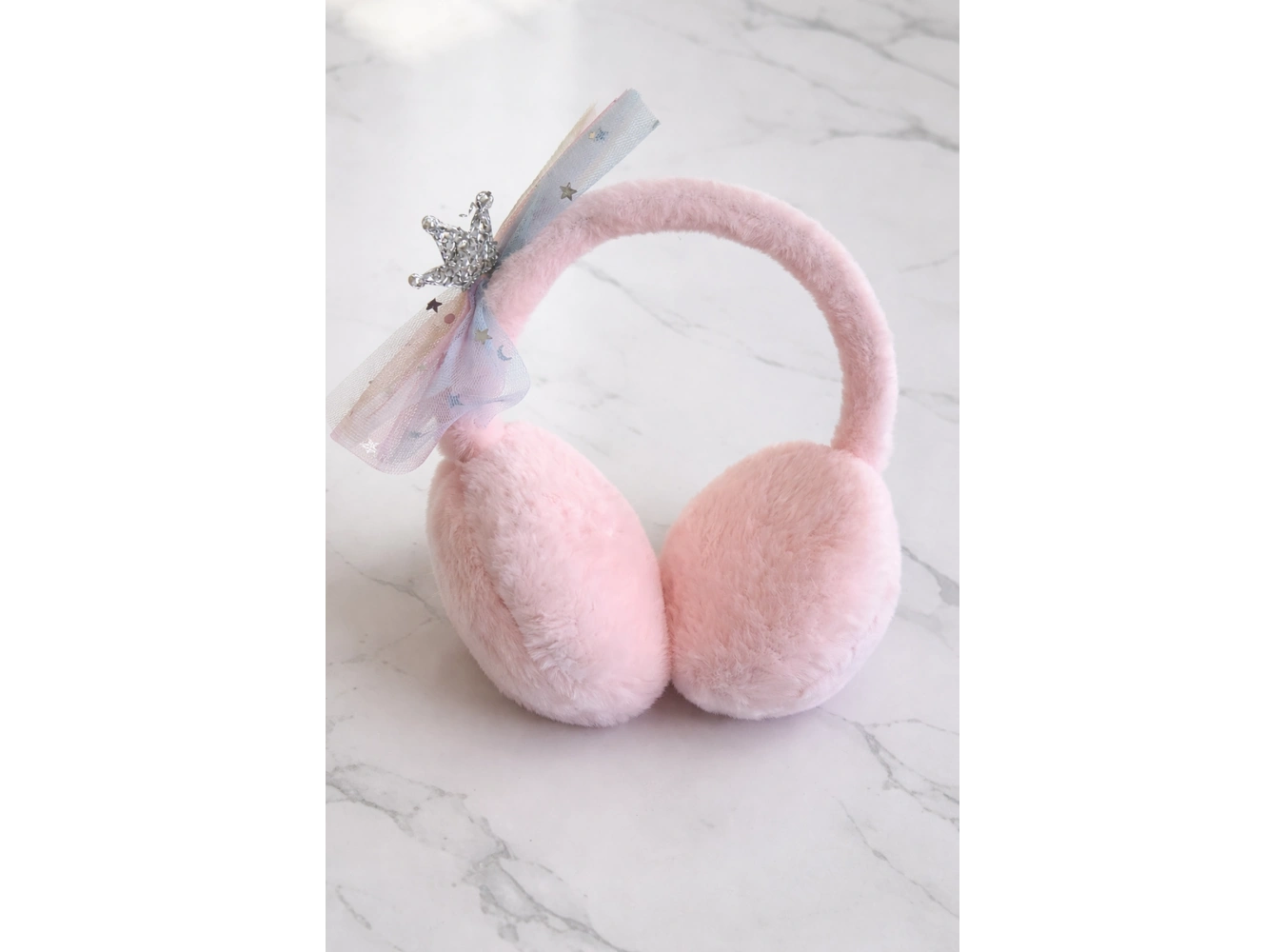 Pembe Renk Kurdele Figürlü Peluş Kulaklık