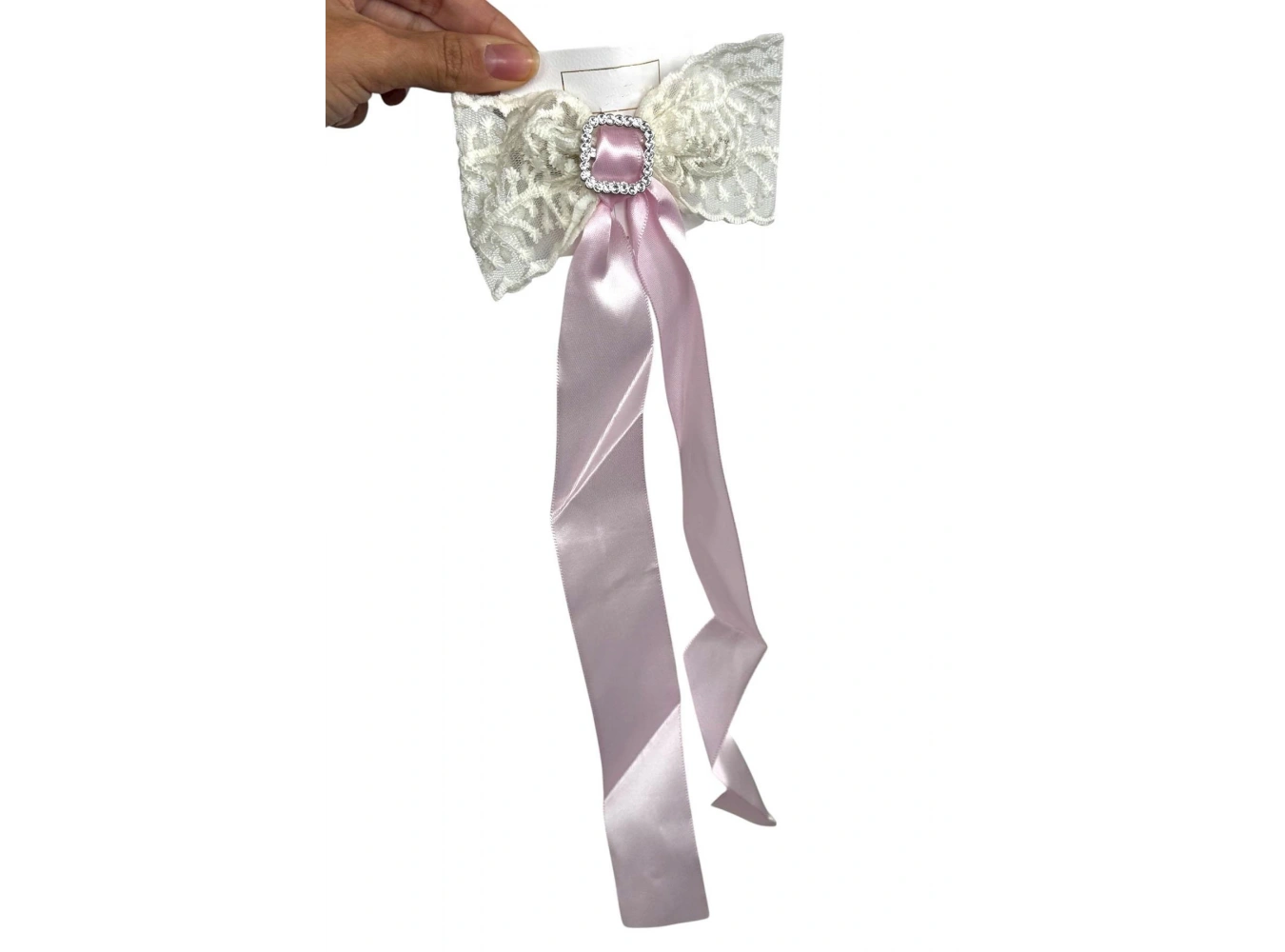 Pembe Renk Kurdele Figürlü Taş Detaylı Otomat Toka