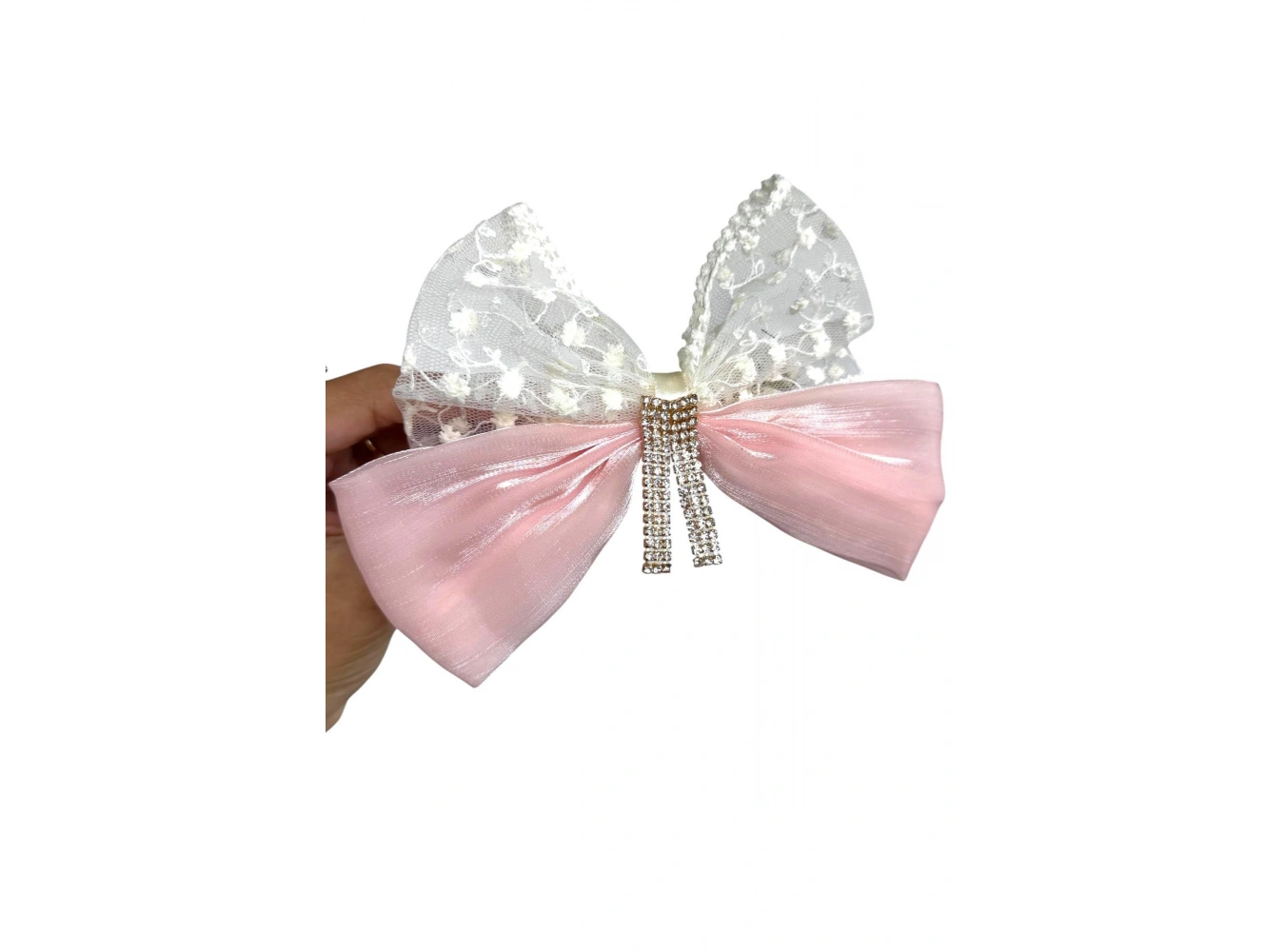 Pembe Renk Kurdele Figürlü Taş Detaylı Otomat Toka