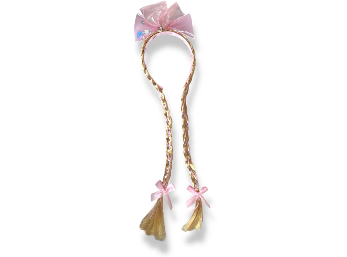 Pembe Renk Kuyruk Figürlü Örgülü Çocuk Taç