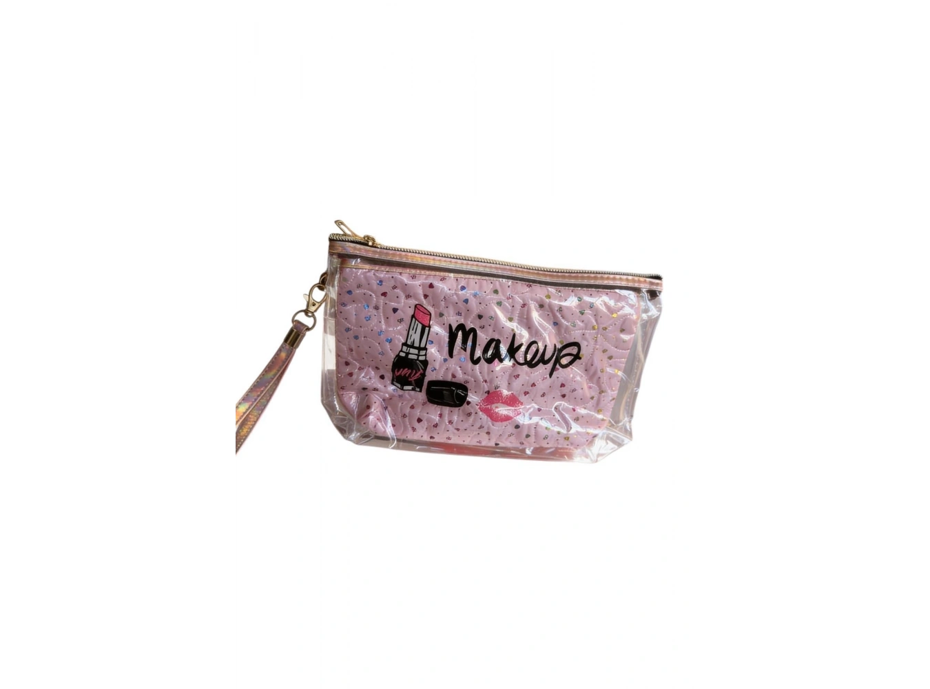 Pembe Renk Makeup Yazılı Makyaj Çantası