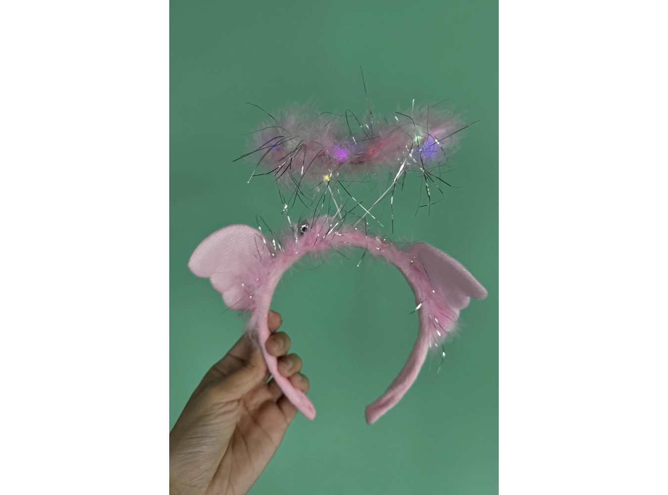 Pembe Renk Melek Figürlü Işıklı Taç