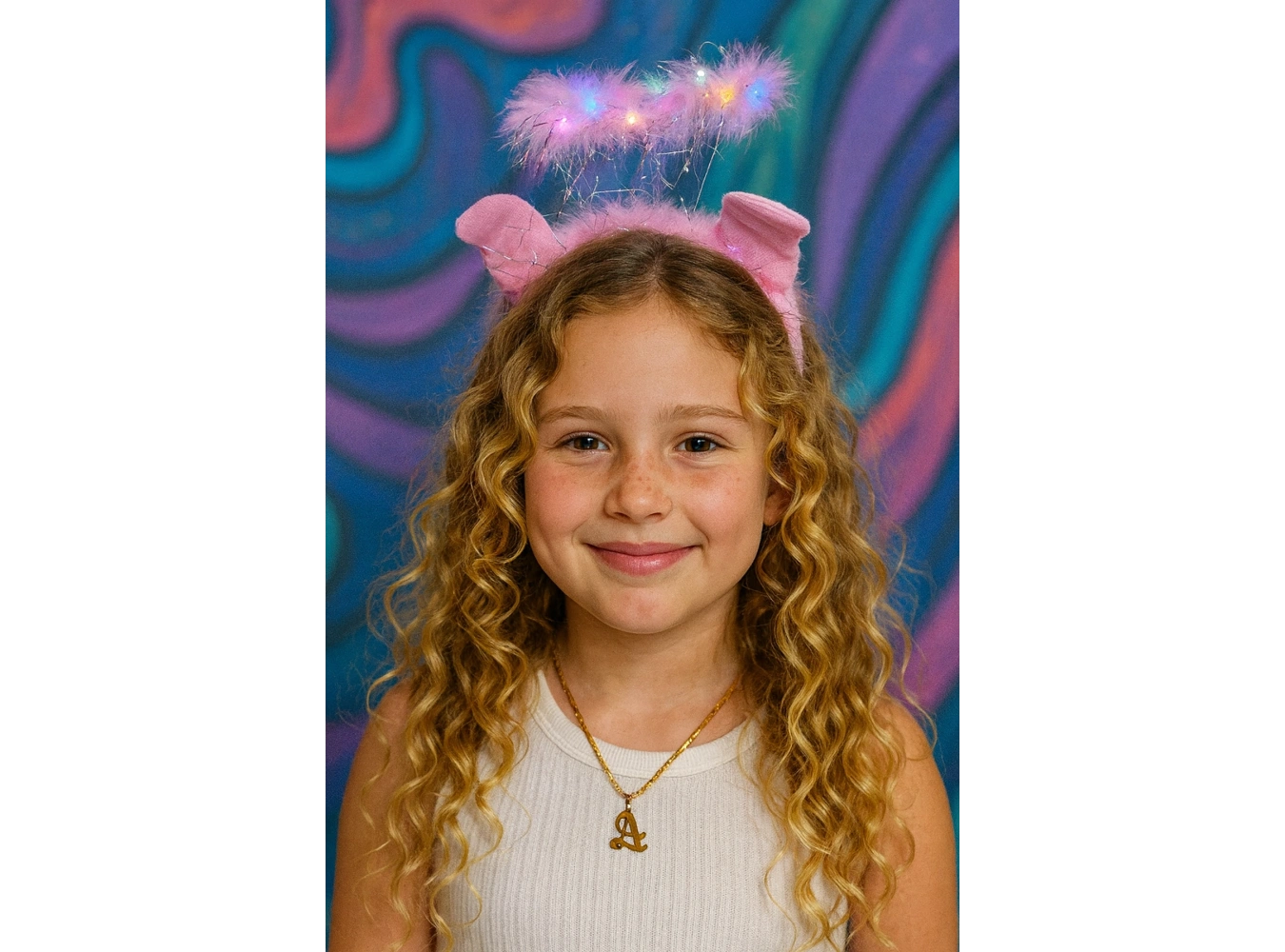 Pembe Renk Melek Figürlü Işıklı Taç