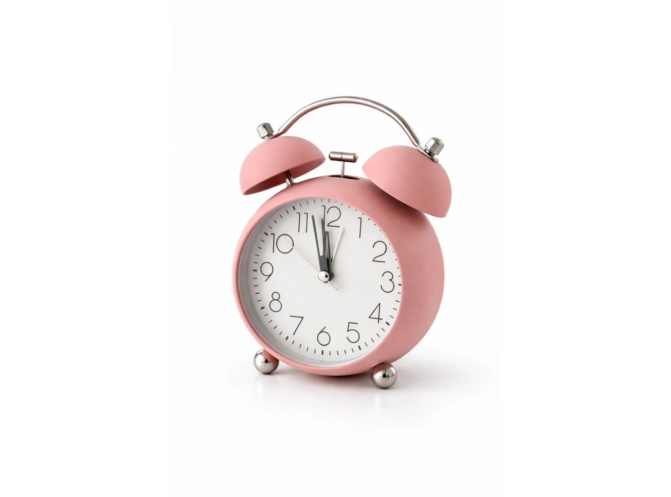 Pembe Renk Mini Dekoratif Işıklı Alarmlı Yuvarlak Masa Saati