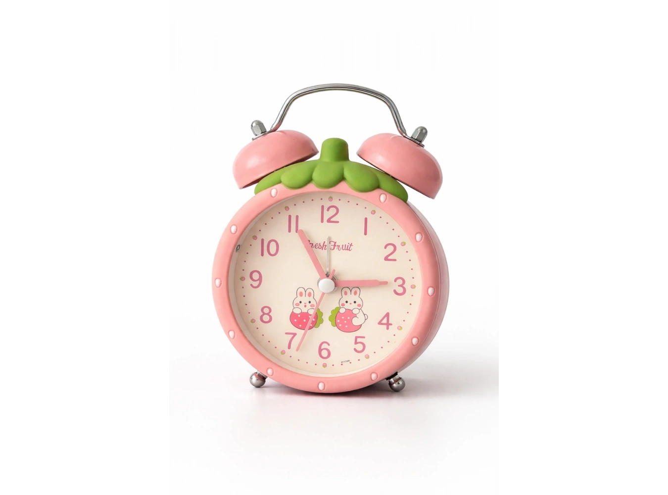 Pembe Renk Mini Dekoratif Işıklı Alarmlı Yuvarlak Masa Saati