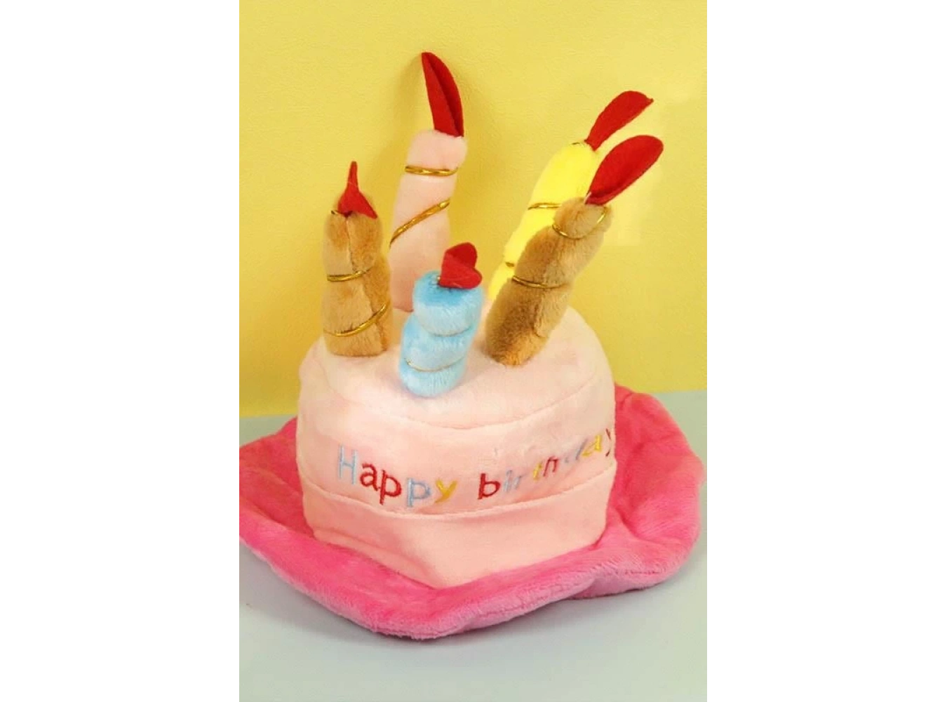 Pembe Renk Mum Figürlü Happy Birthday Yazılı Kedi Köpek Şapkası