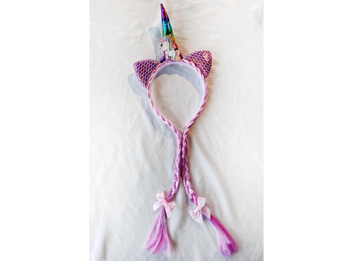 Pembe Renk Örgü Detaylı Karışık Unicorn Figürlü Taç