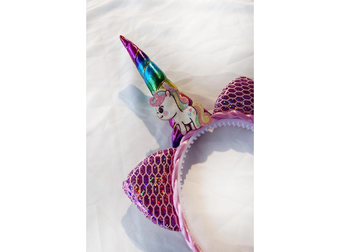 Pembe Renk Örgü Detaylı Karışık Unicorn Figürlü Taç