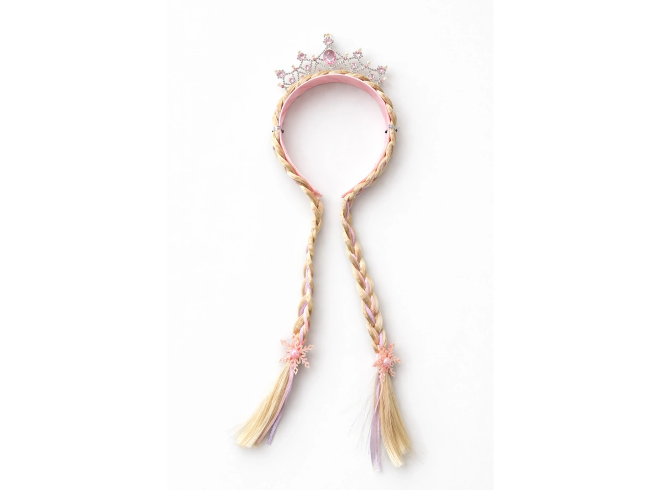 Pembe Renk Örgü Saç Detaylı Taç