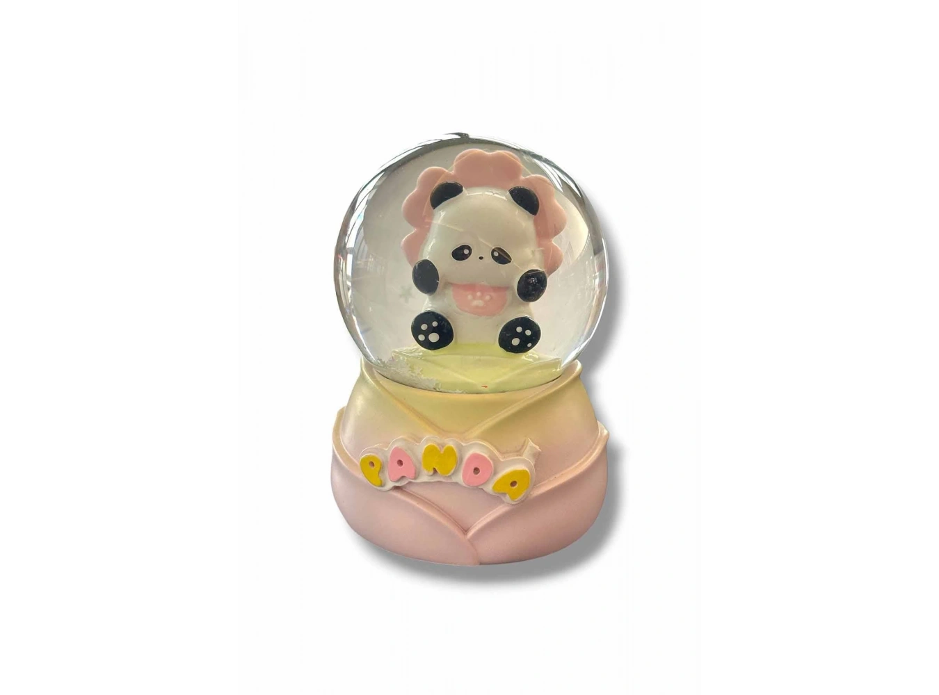 Pembe Renk Panda Figürlü Işıklı Küçük  Kar Küresi