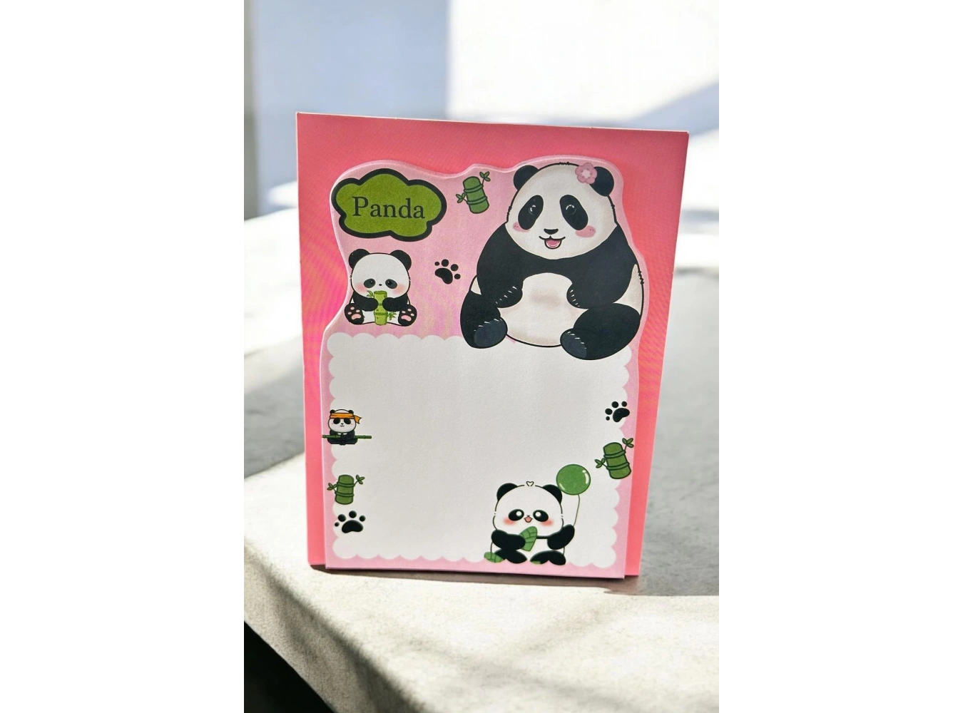 Pembe Renk Panda Figürlü Yapışkanlı Not Kağıdı