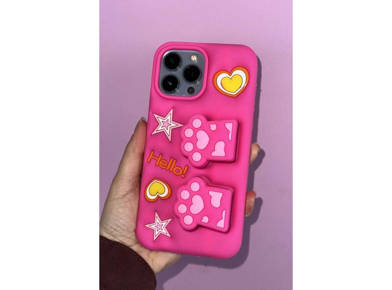 Pembe Renk Pati Figürlü 13 Pro Max Telefon Kılıfı