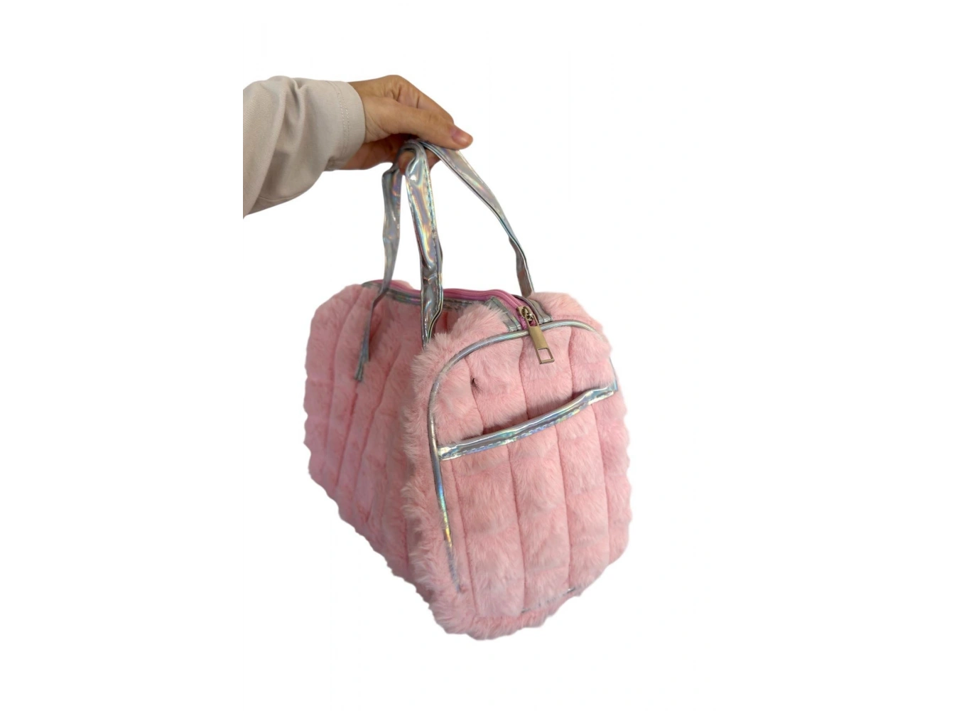 Pembe Renk Peluş Makyaj Çantası