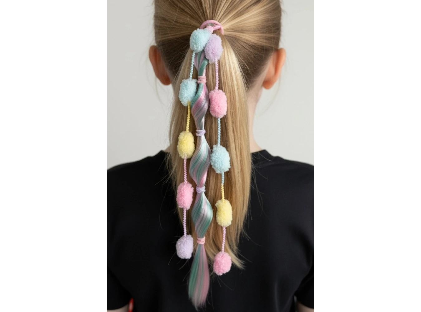 Pembe Renk Saç Detaylı Lastik Toka