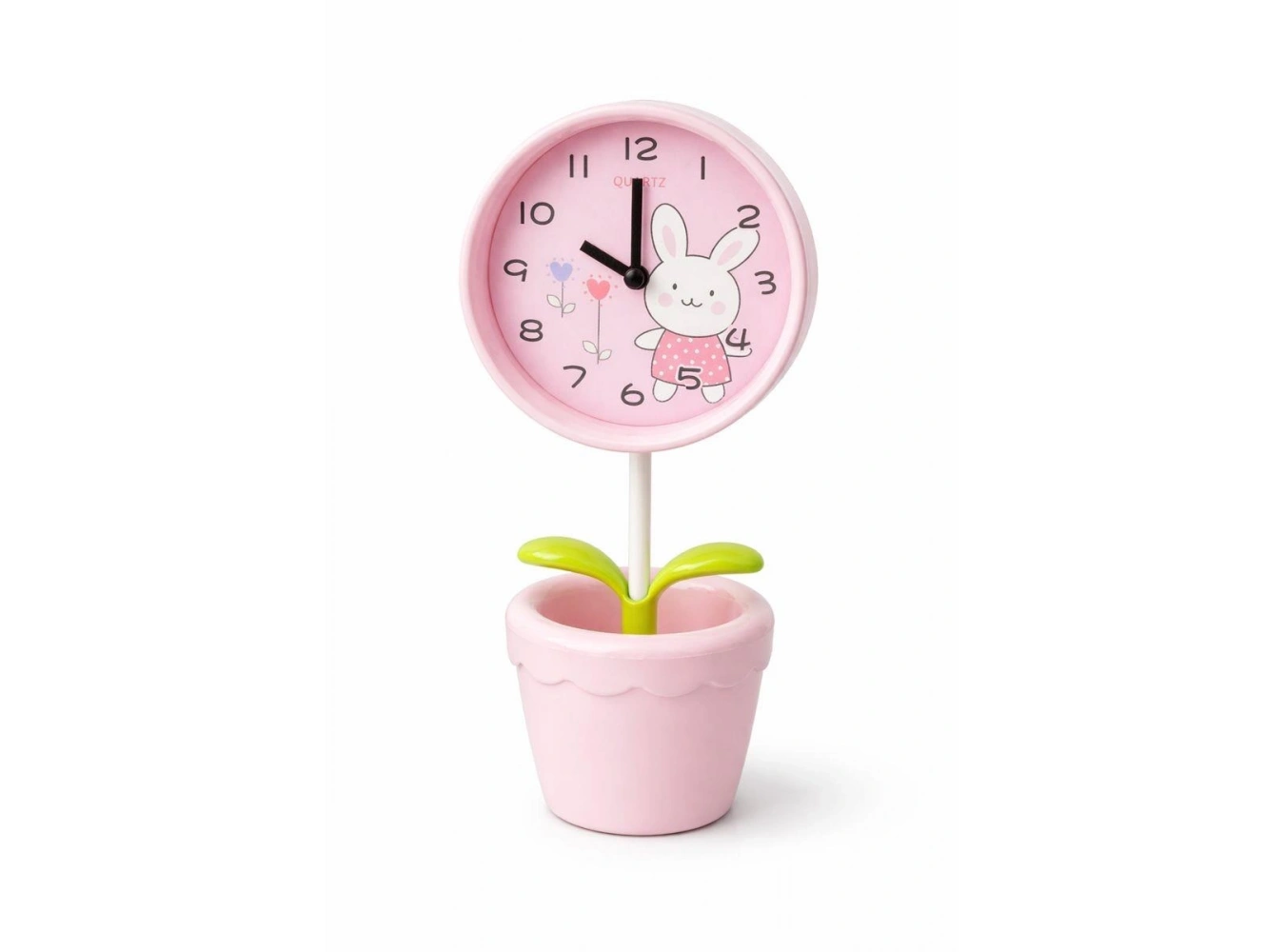 Pembe Renk Saksı Figürlü Alarmlı Masa Saati