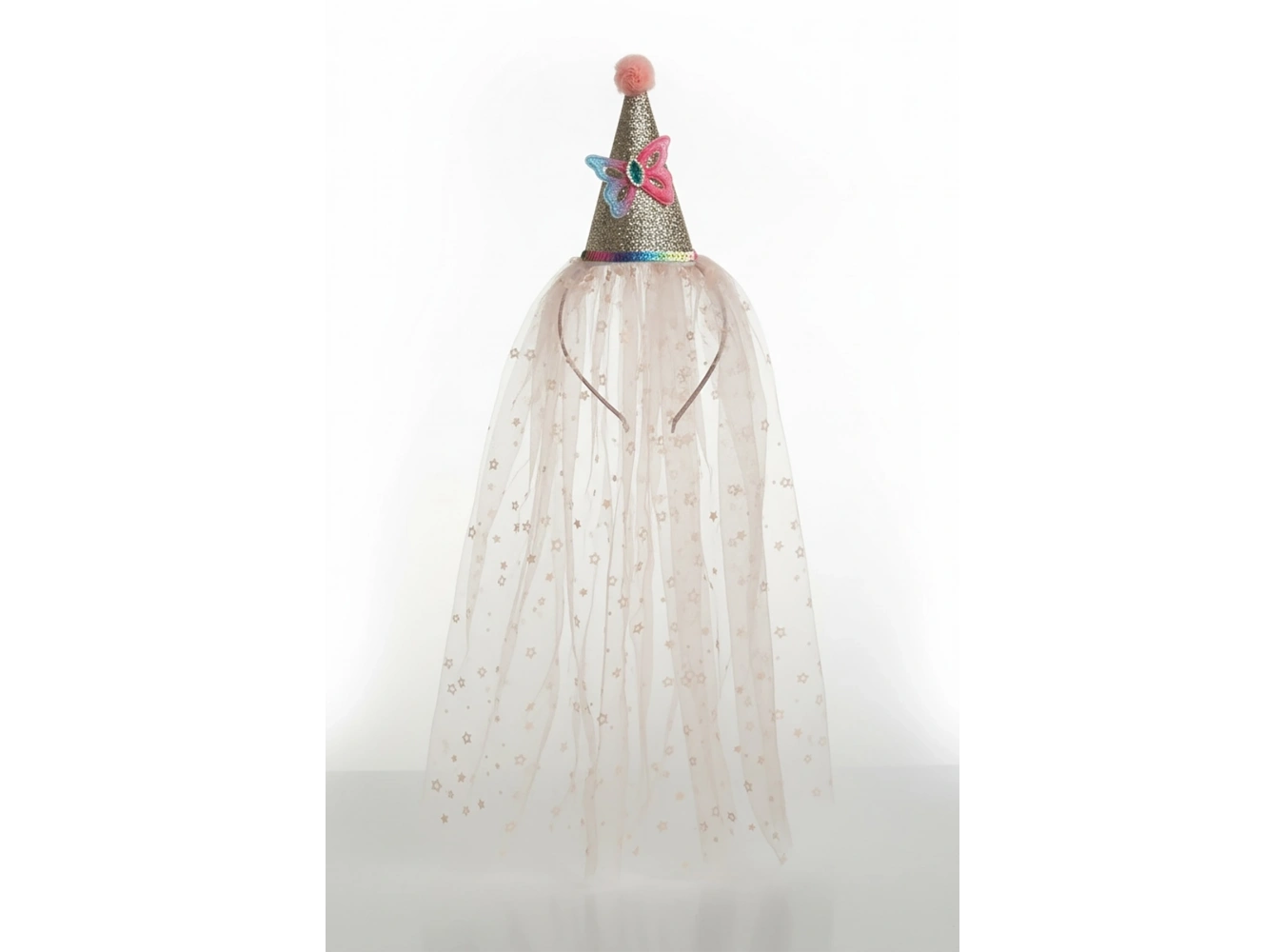 Pembe Renk Şapka Figürlü Tül Detaylı Çocuk Taç