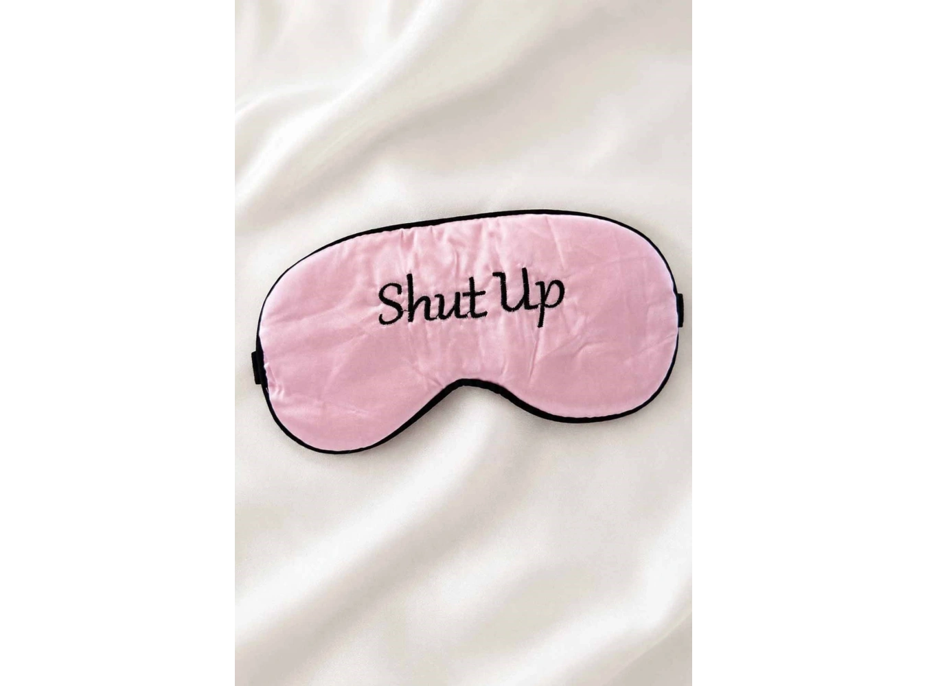 Pembe Renk Shut Up Yazılı Saten Uyku Bandı
