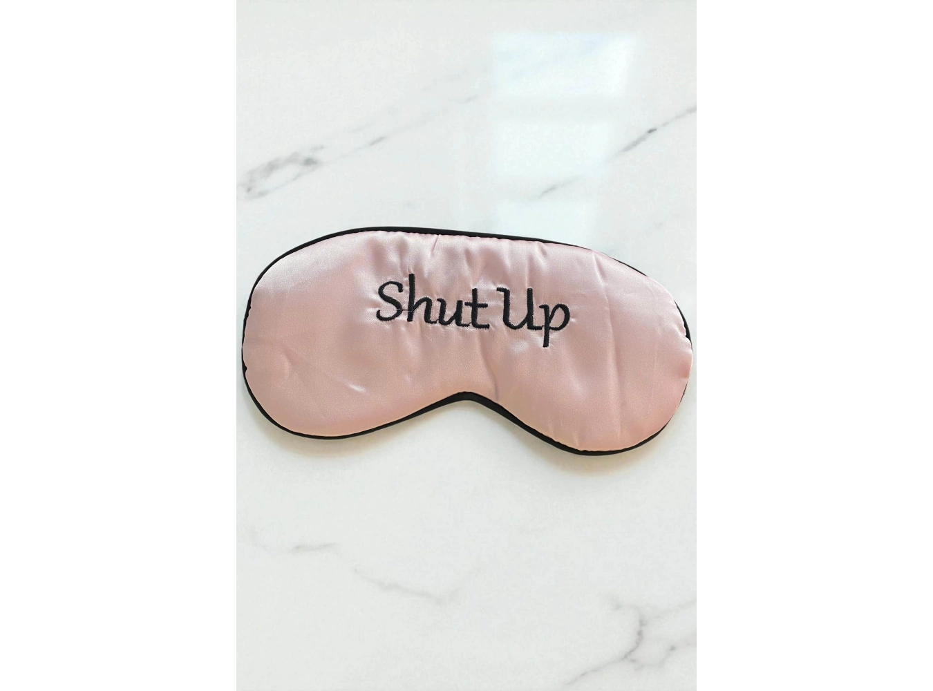 Pembe Renk Shut Up Yazılı Saten Uyku Bandı