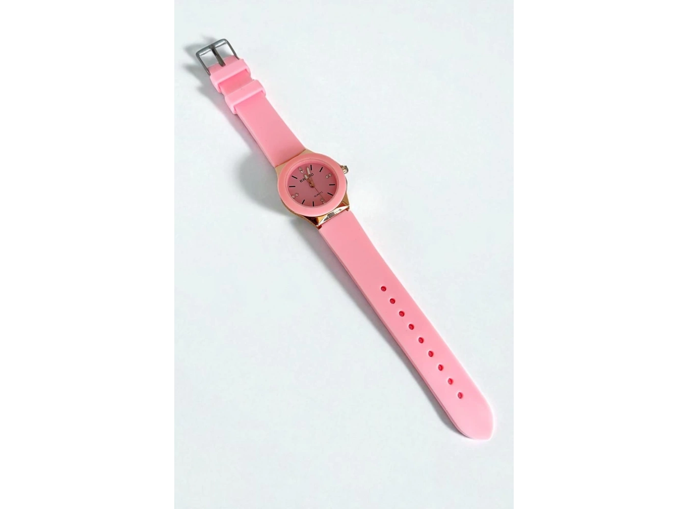 Pembe Renk Silikon Kordonlu Kadın Saat