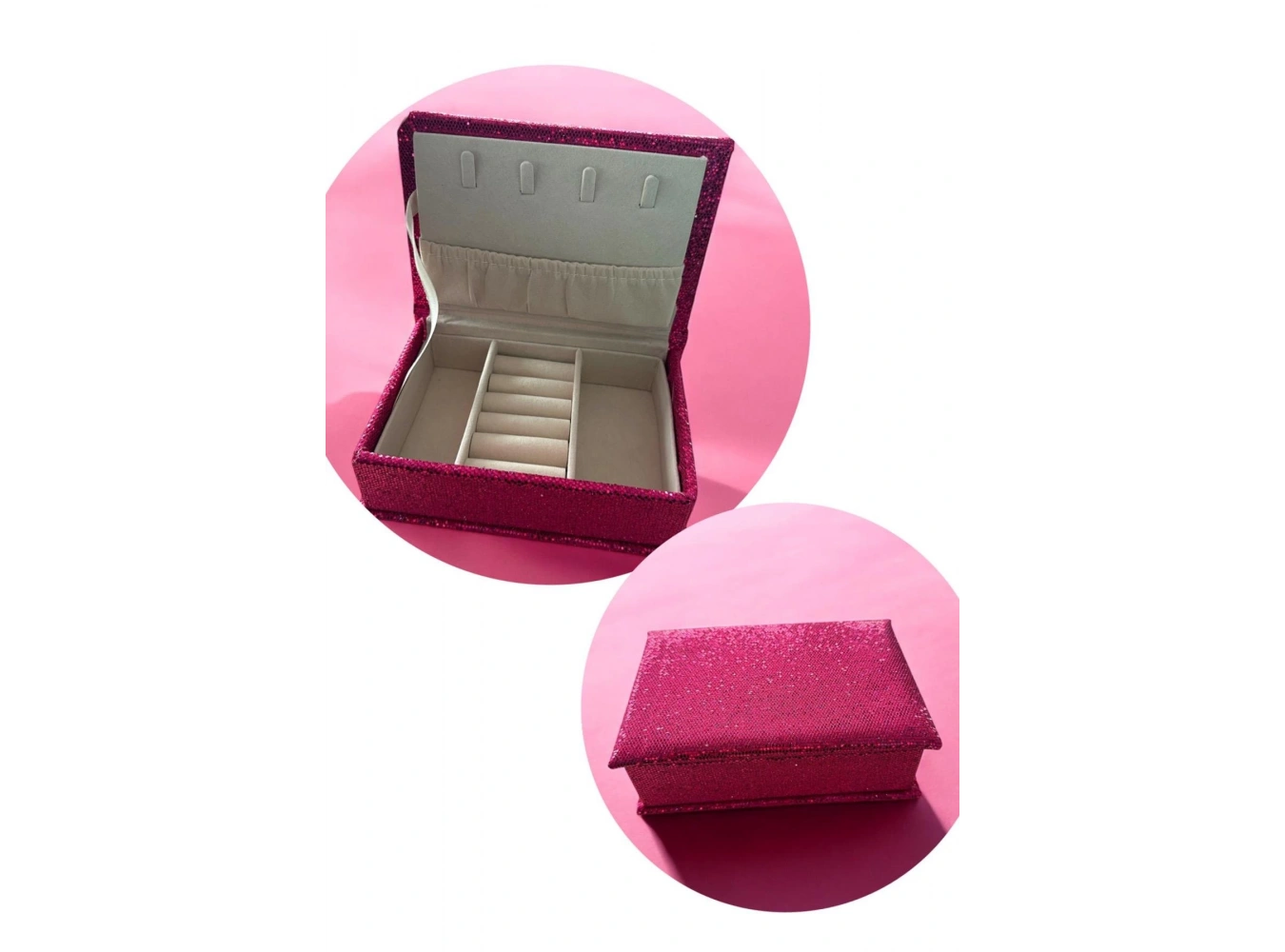 Pembe Renk Sim Detaylı Takı Kutusu