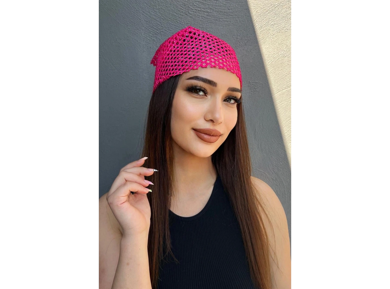 Pembe Renk Simli Fular