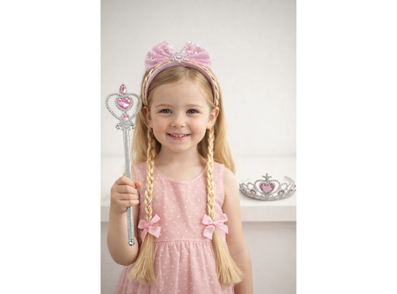 Pembe Renk Taç/Asa Set