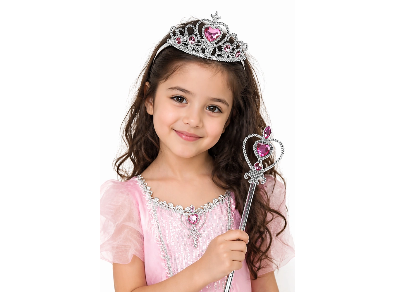 Pembe Renk Taç /Asa Set