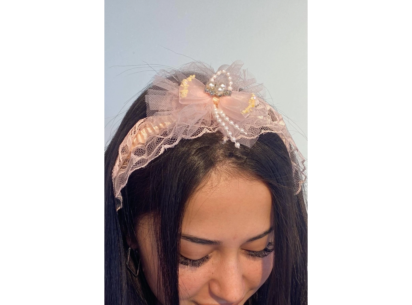 Pembe Renk Taş Detaylı Çocuk Saç Bandı