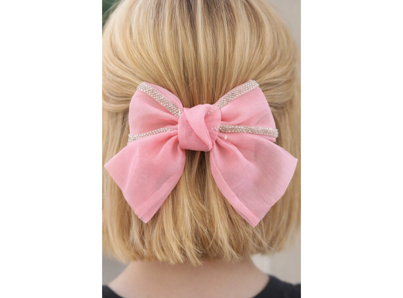 Pembe Renk Taşlı Kurdele Otomat Toka