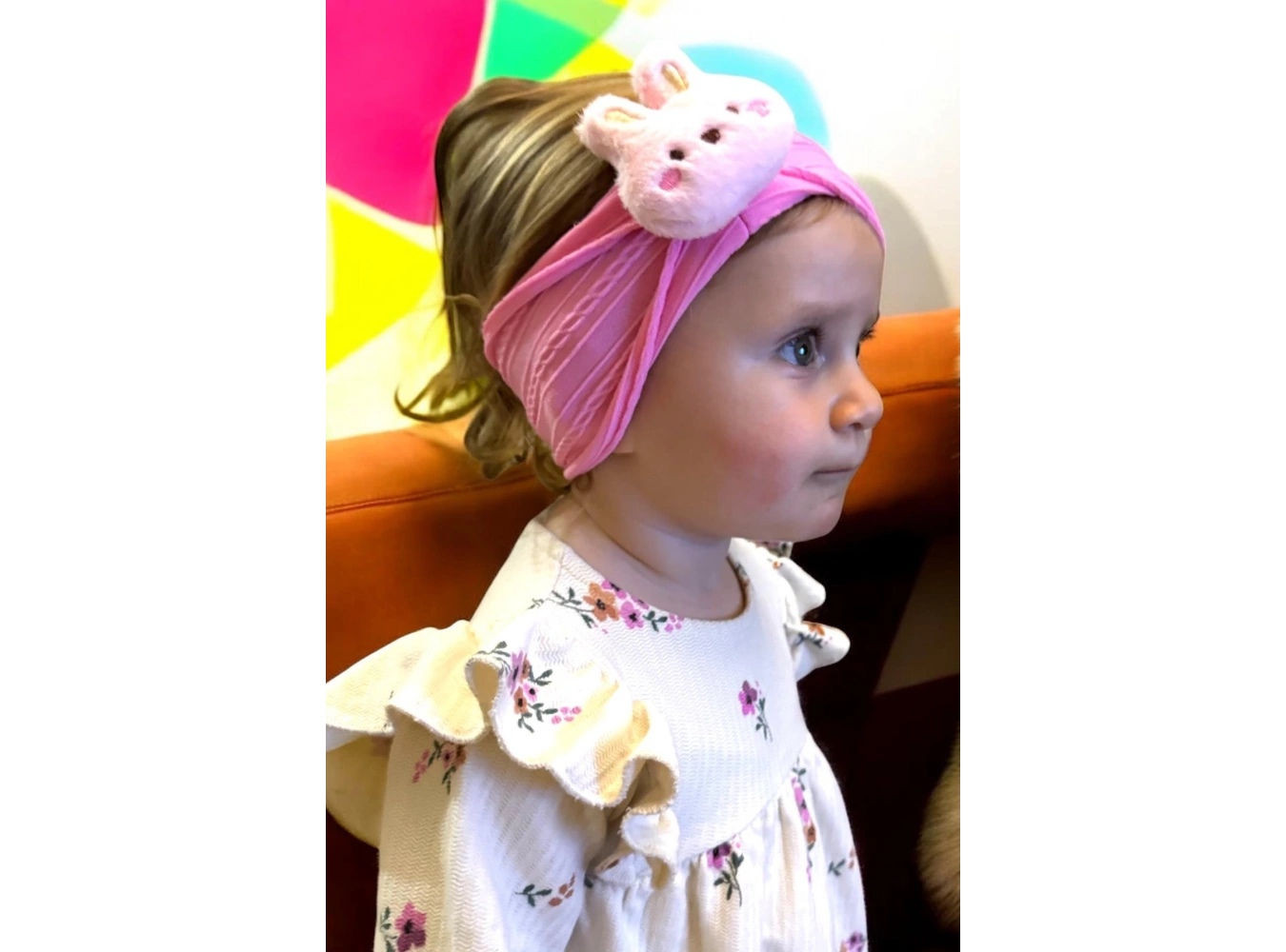 Pembe Renk Tavşan Figürlü Çocuk Saç Bandı Ve Çorap Set