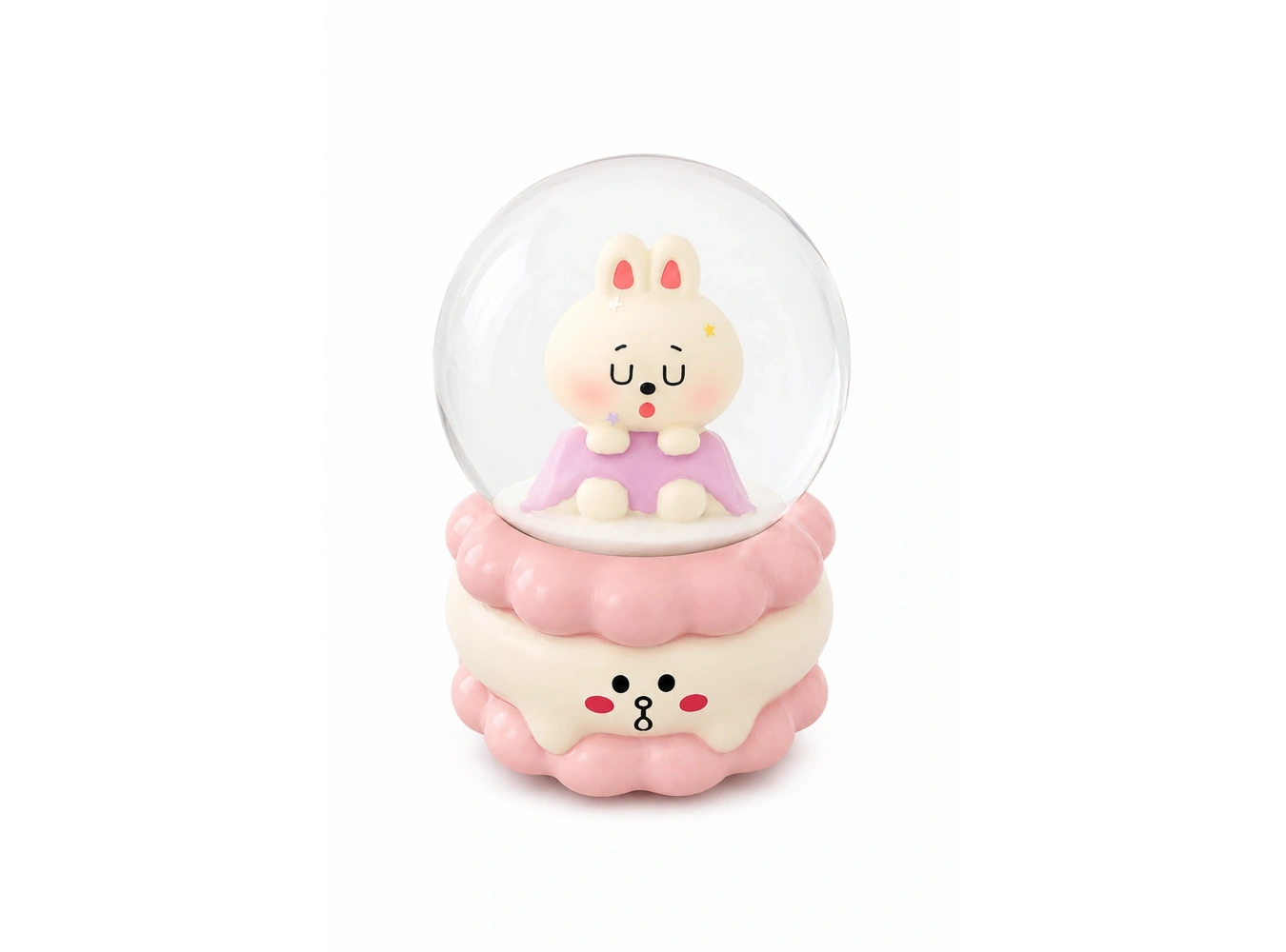 Pembe Renk Tavşan Figürlü Küçük Boy Işıklı Kar Küresi