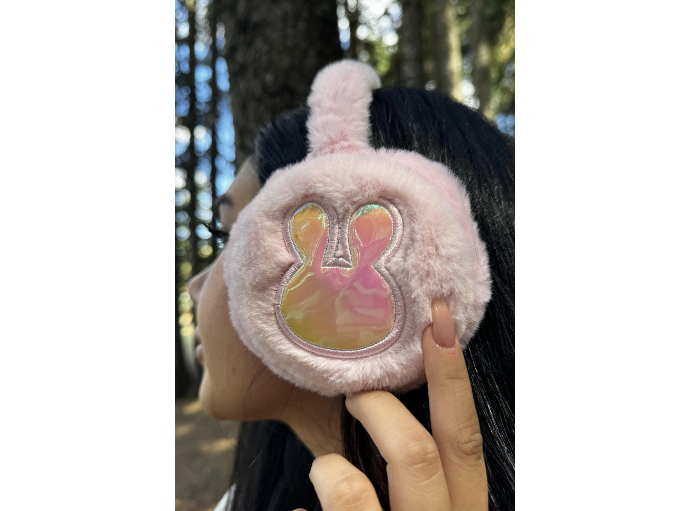 Pembe Renk Tavşan Figürlü Peluş Kulaklık