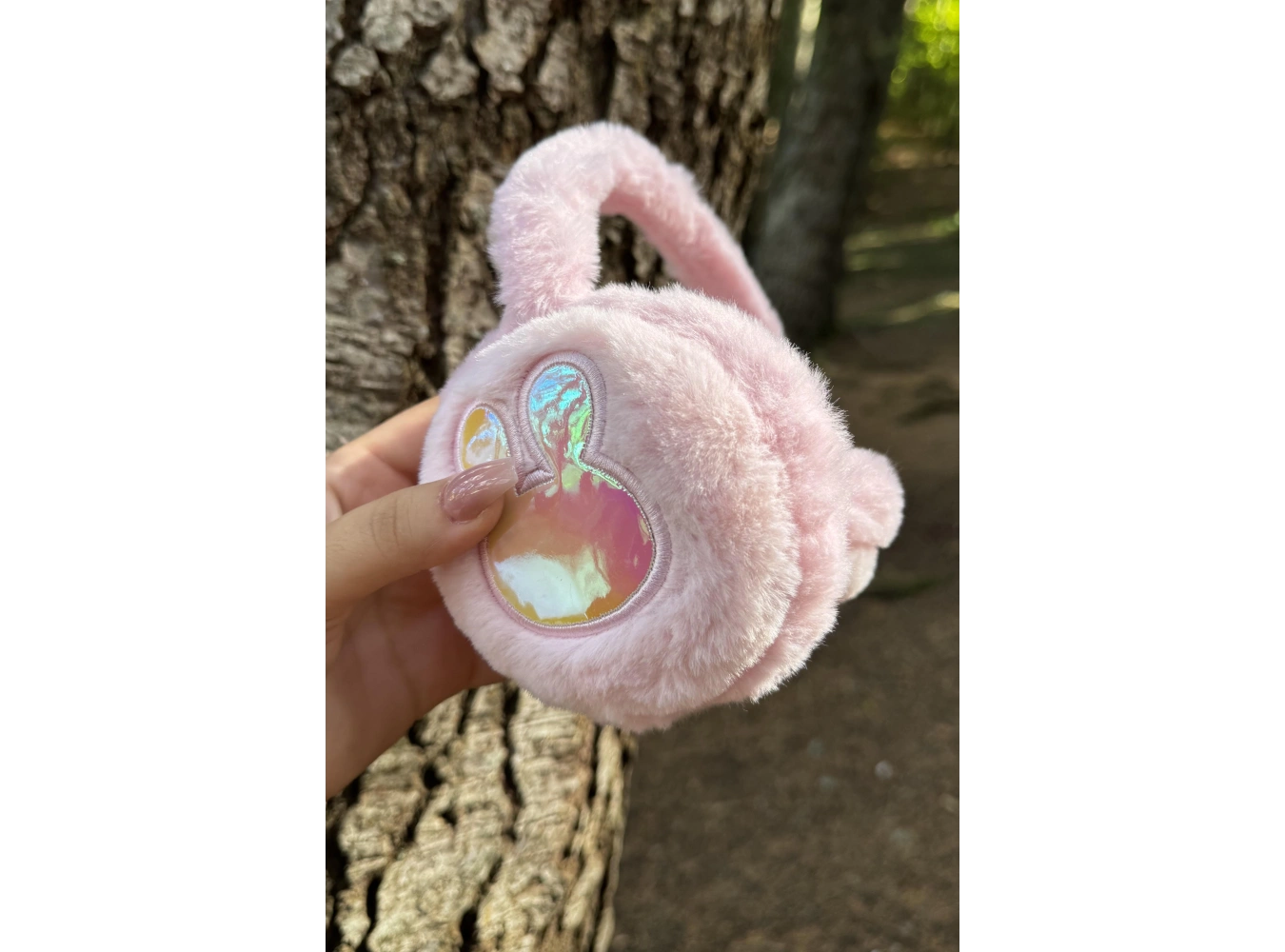 Pembe Renk Tavşan Figürlü Peluş Kulaklık