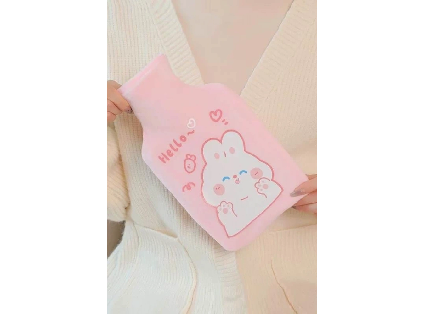 Pembe Renk Tavşan Figürlü Peluş Sıcak Su Torbası