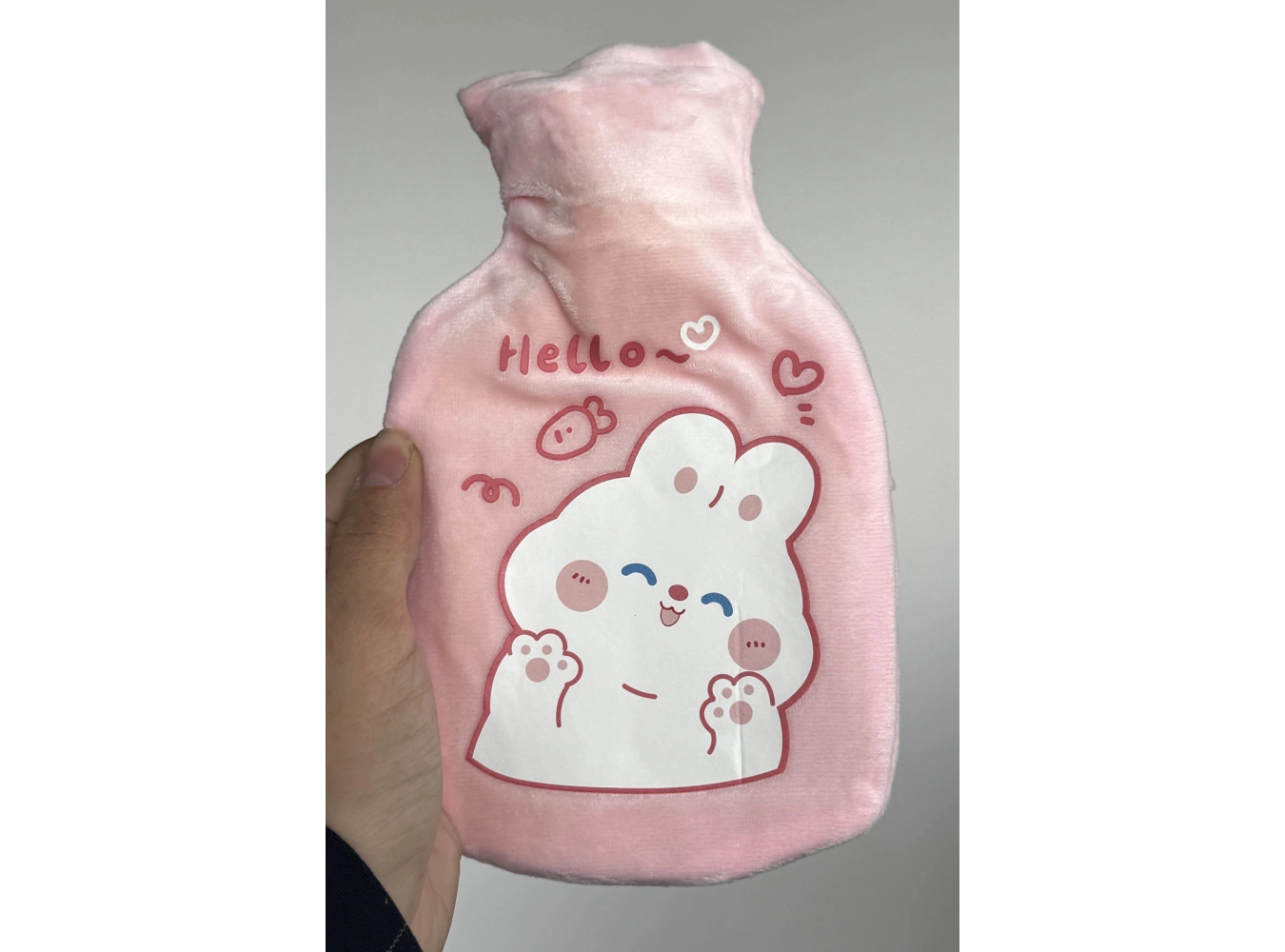 Pembe Renk Tavşan Figürlü Peluş Sıcak Su Torbası