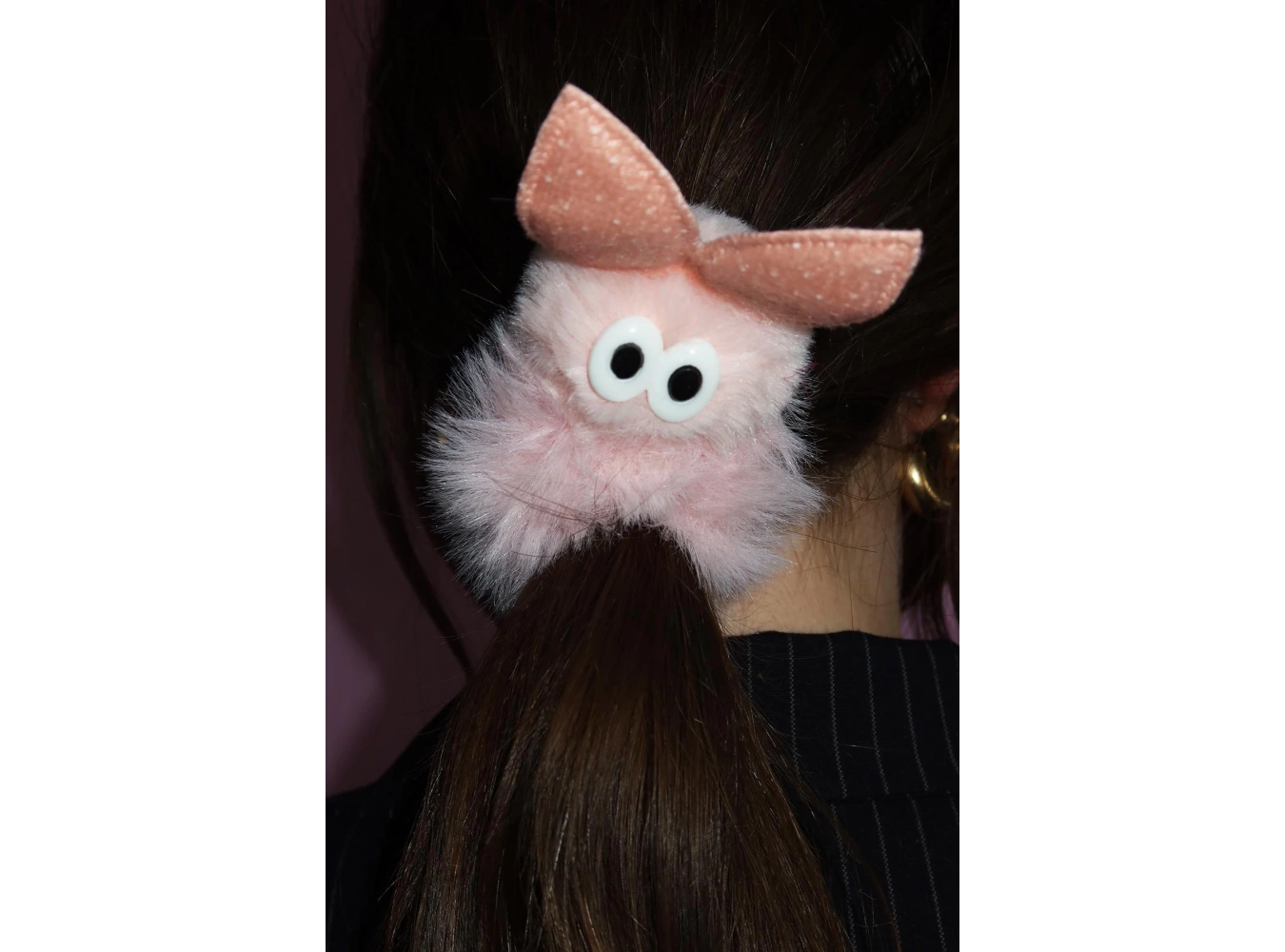 Pembe Renk Tavşan Figürlü Peluş Simit Toka