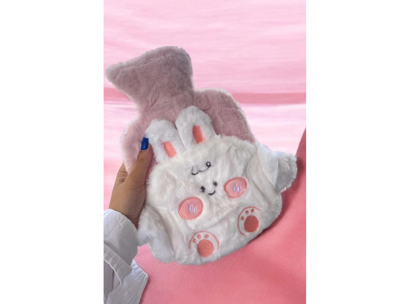 Pembe Renk Tavşan Figürlü Peluş Su Torbası