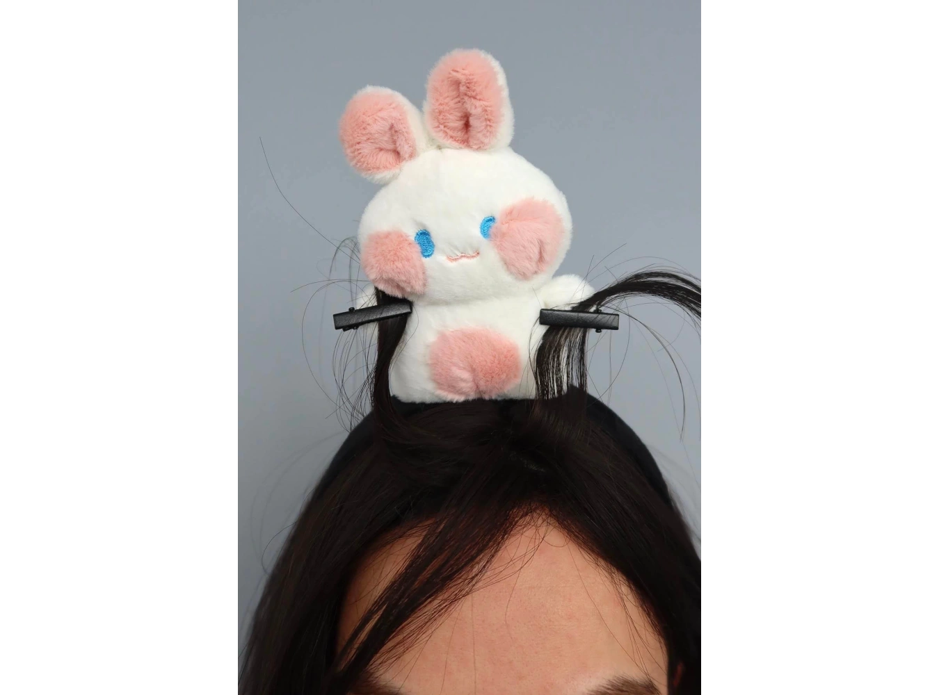 Pembe Renk Tavşan Figürlü Perçem Tokası Detaylı Taç