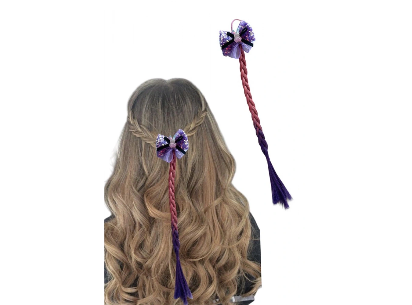 Pembe Renk Tavşan Figürlü Saç Detaylı Lastik Toka